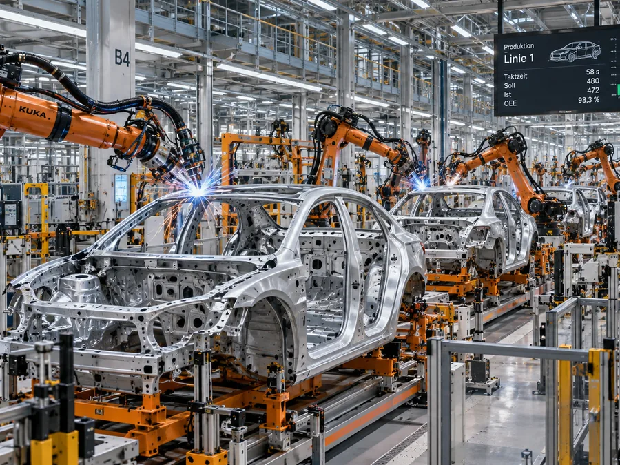 Automated body production with welding robots